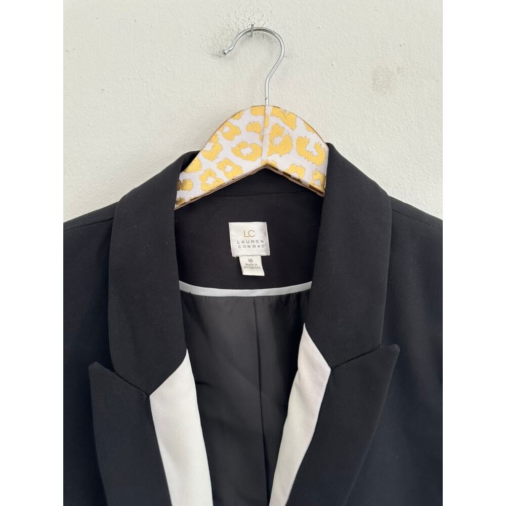 LC Lauren Conrad Women's Black White Blazer | Size 16 - Picture 3 of 4